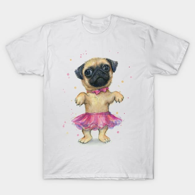 Pug in a Tutu T-Shirt by Olechka